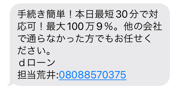 闇金08088570375からの融資勧誘メール