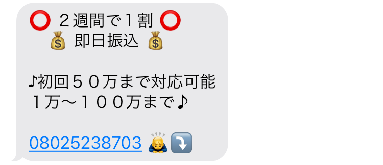 闇金08025238703からの融資勧誘メール